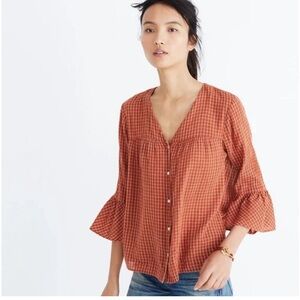 Madewell Terracotta Plaid Blouse